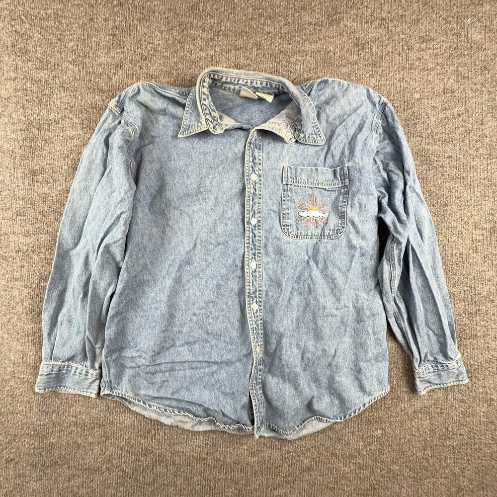 Vintage‎ Disney Store Shirt Mens Large Blue Denim Winnie Pooh Tigger Eeyore